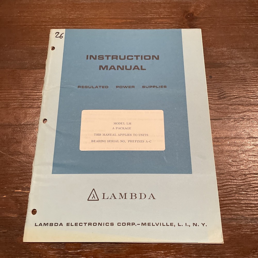 Lambda Model LM A Package Regulated Power Supply Prefixes A-C Instruction Manual