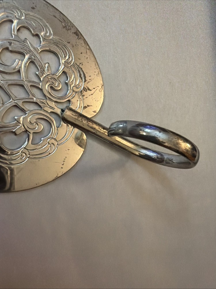 Antique Silver Plated Pie Cake Server with Finger Loop Rare