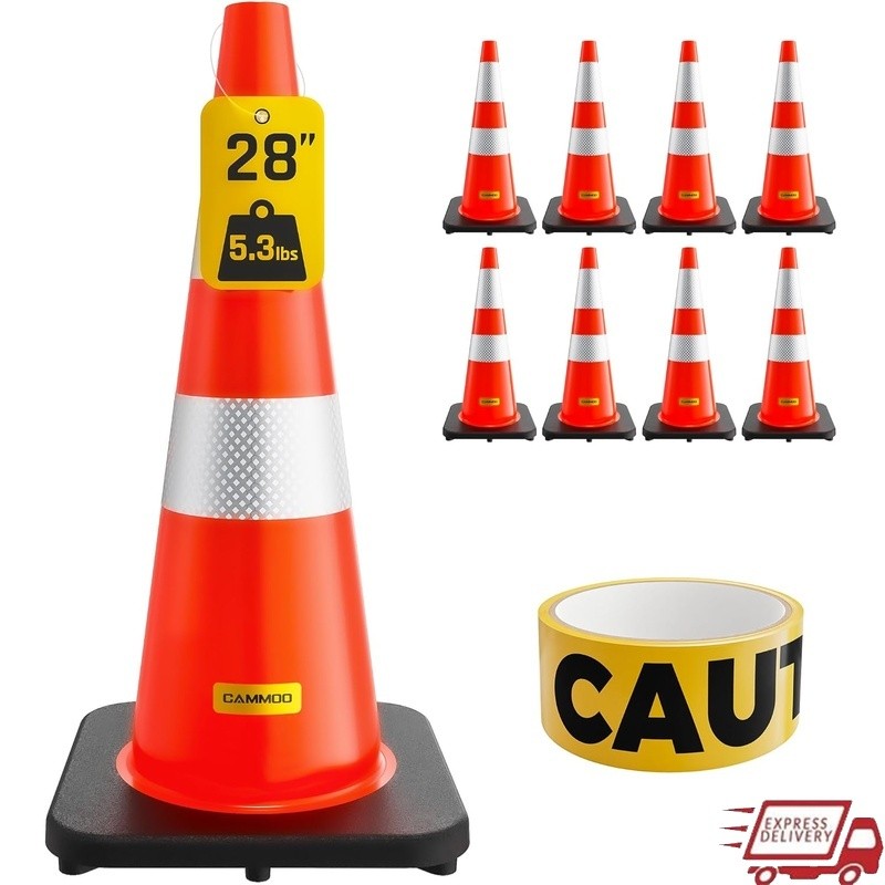 PVC Traffic Cones Reflective Collars Durable Stackable Weather Resistant Safety