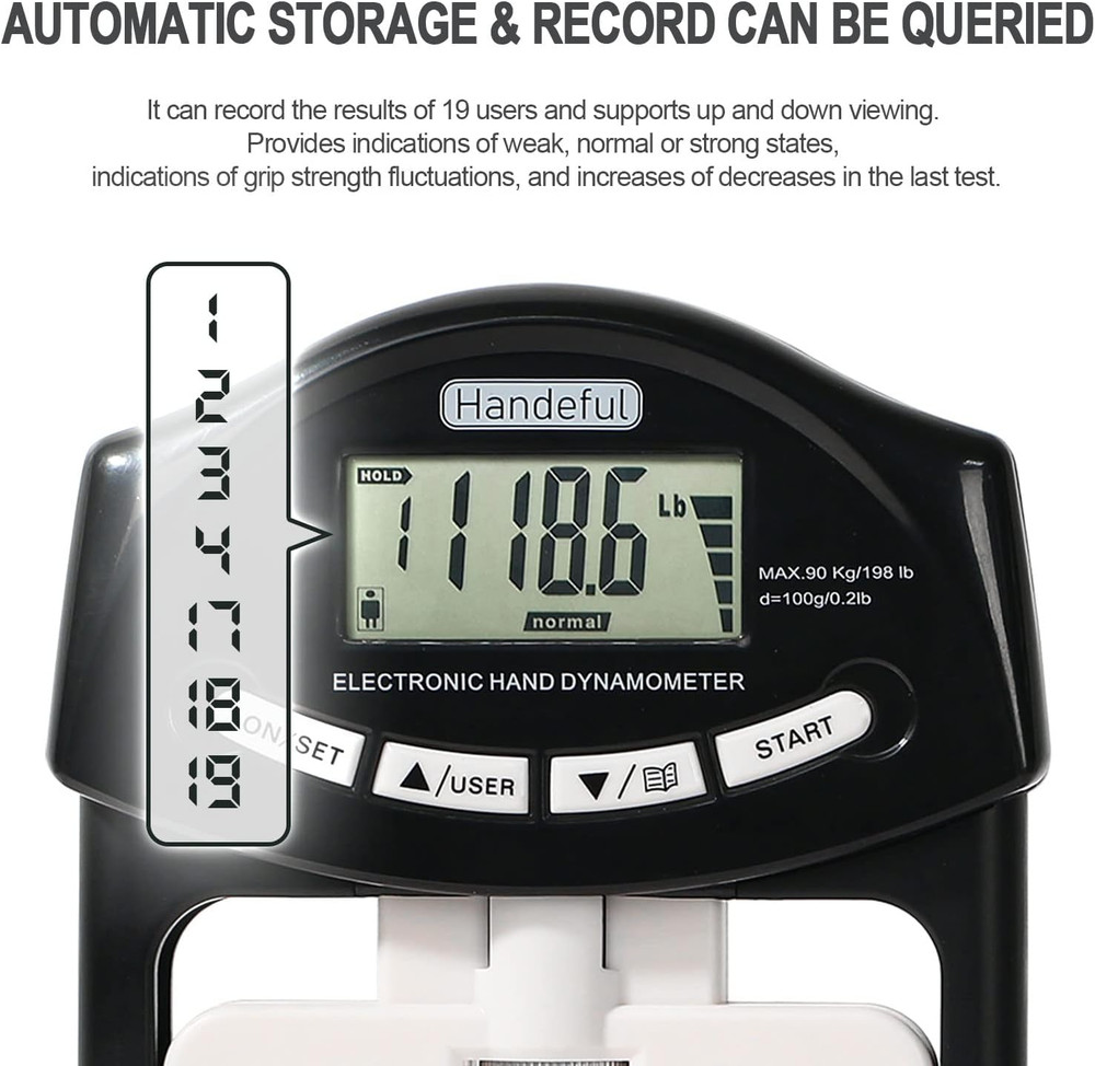 Grip Strength Tester Trainer - Dynamometer Handgrip Measurer Meter, Handheld Str