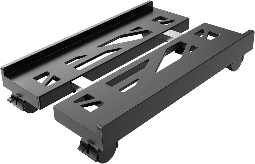 Adjustable Mobile CPU Stand, Ventilated Computer Tower Stand with 4 Black
