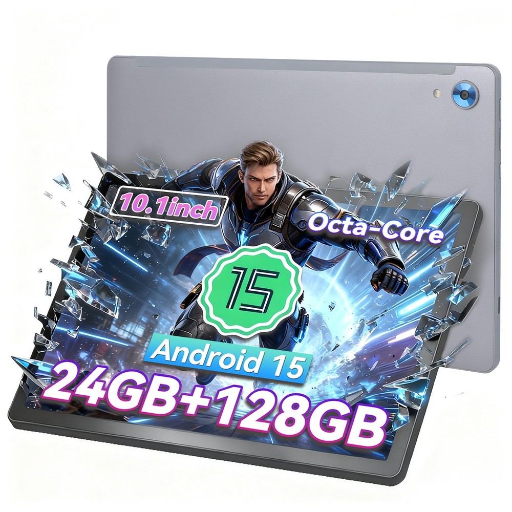 10.1" Android 15 Tablet 24+128GB IPS Touchscreen Octa-core Processor Wi-Fi 6