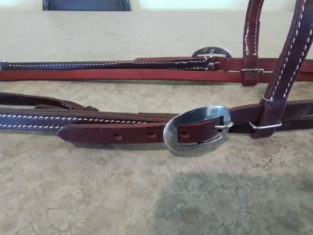 New Latigo Headstall Snap Bit Ends Xtra Long Cheeks