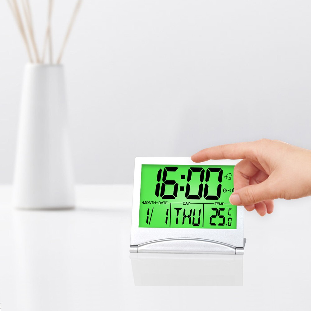Betus Digital Travel Timer LCD Clock with Backlight - Compact LCD Desk Clock