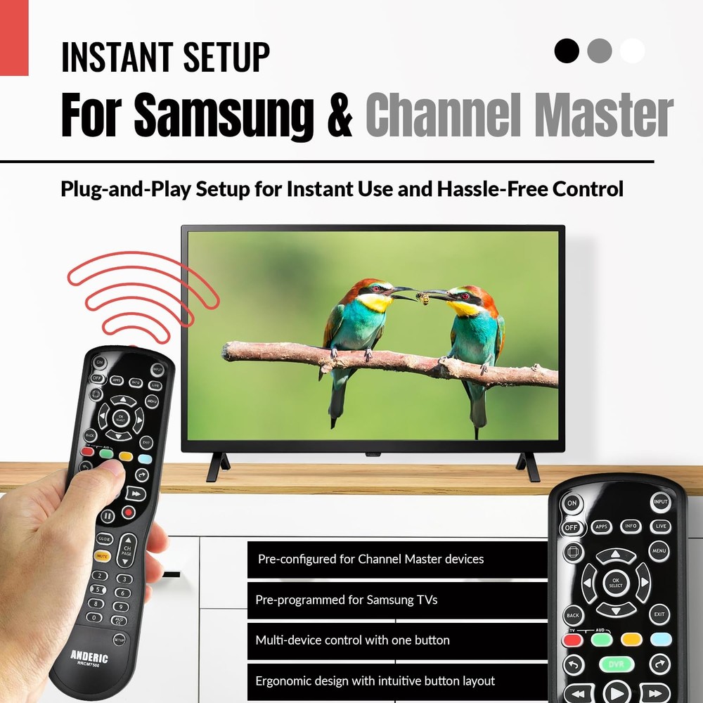 ANDERIC RRCM7500 for Channel Master DVR Remote Control Universal (v4)