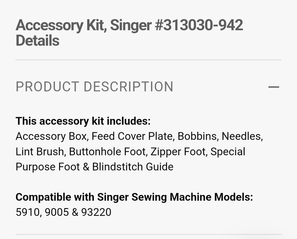 Singer Vintage Accessory Kit. 313030-942. Sewing Tools