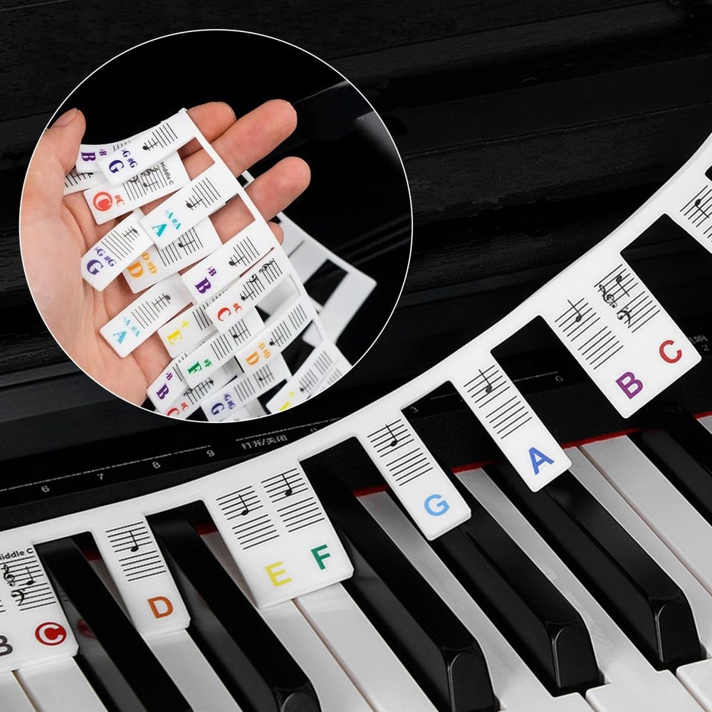 Removable Piano Keyboard Note Labels, 88 Keys for Beginners Note Guides, Made...