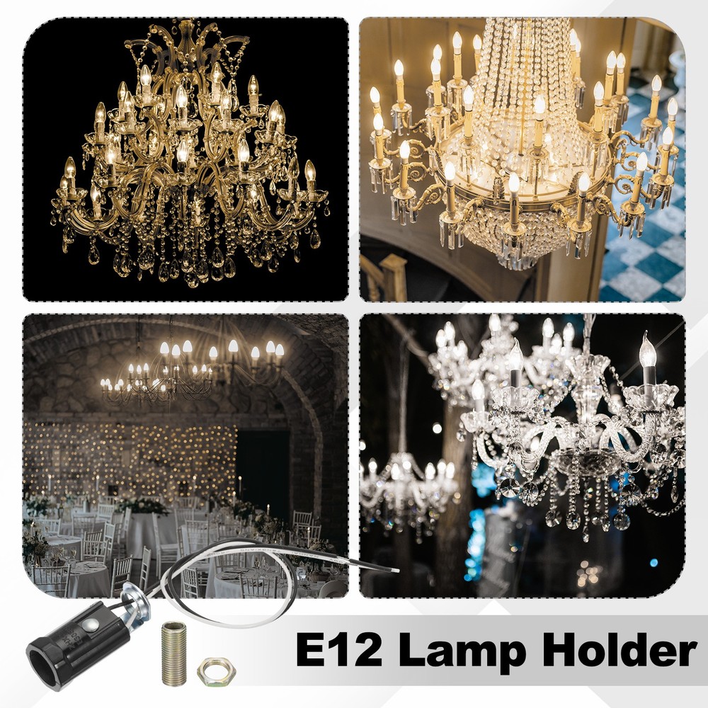 6pcs E12 Candelabra Base Lamp Holder Light Socket UL Listed with Wire 1.7"