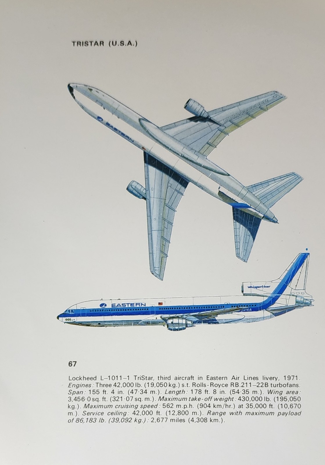 Lockheed Tristar L 1011 Picture Out of Print Aircraft Spec Info Sheet Decor Art