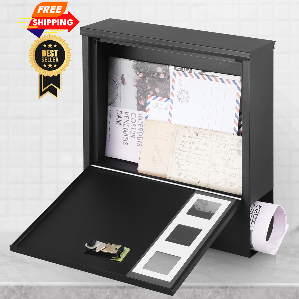 xydled Mailbox with Combination Lock,Large Capacity Black-combination Lock