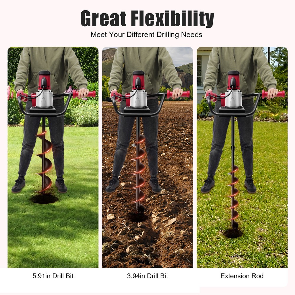 Electric Post Hole Digger 1500W Post-Hole Digger Electric Auger Digging Drill