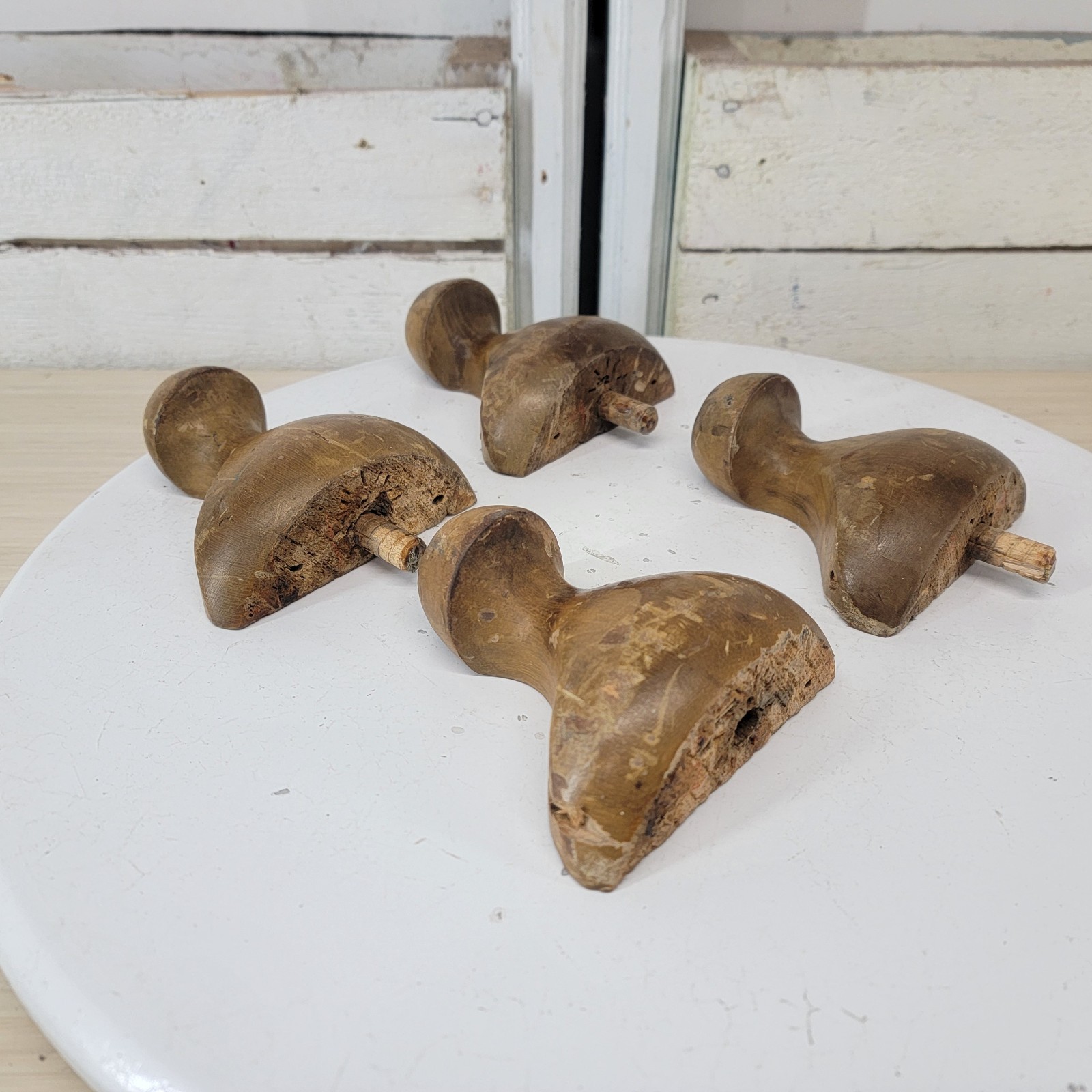 Set of 4 Vintage Solid Wood Furniture Feet Legs Salvaged Cabinet Sofa