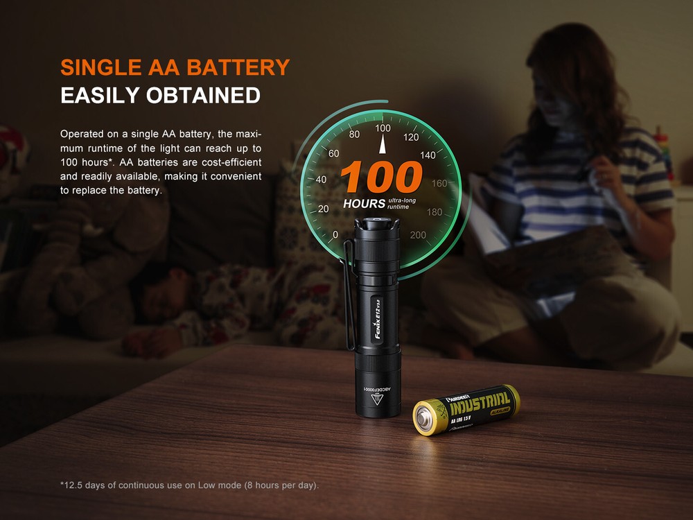 Fenix E12 V3.0 200 Lumen 1x AA EDC Flashlight