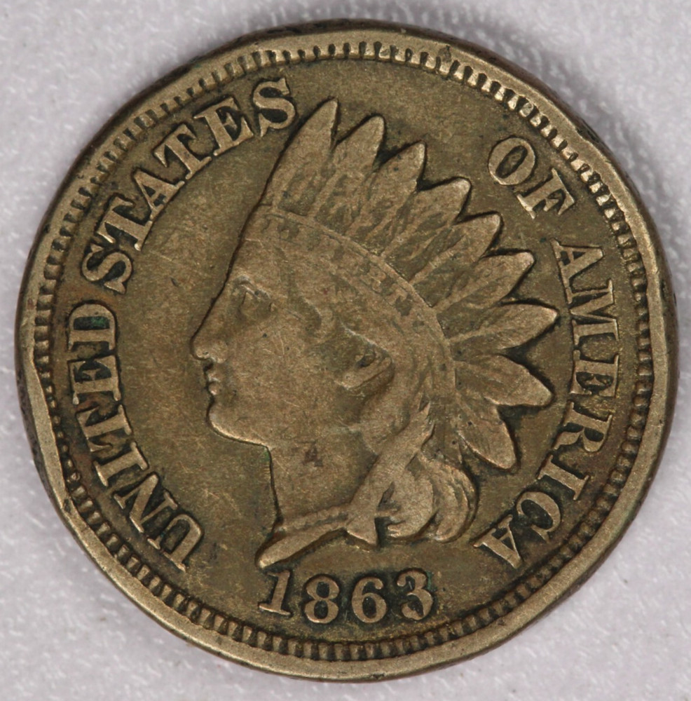 1863 Indian Head Cent 1C-VF Details