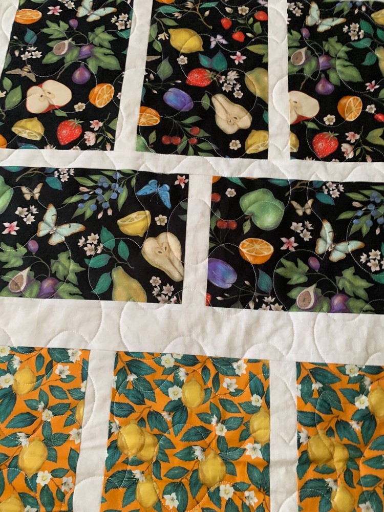 Fruit Apples and Lemons handmade quilt.