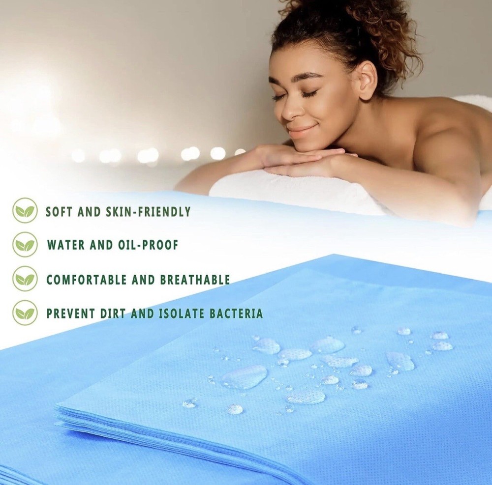 Xatumo 31" x 71" Disposable Massage Bed Sheets, Waterproof, 20-Count, Blue