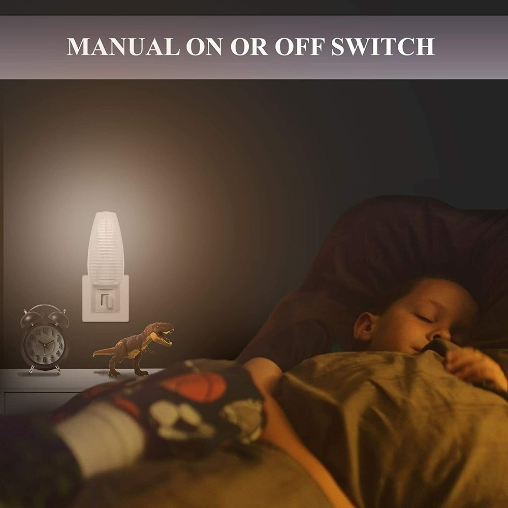 2 Pack Night Lights On Off Switch Bright White Light Nite Wall Plug Home Safety