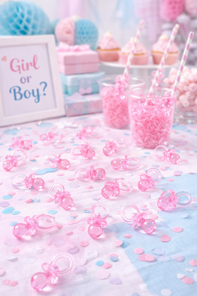 TRANSLUCENT PINK PACIFIERS (plastic) 36 ct, 2.5''