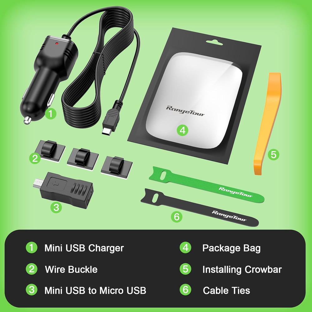 Dash Camera Car Charger, Mini USB and Micro USB Interfaces, Driving Recorders Po