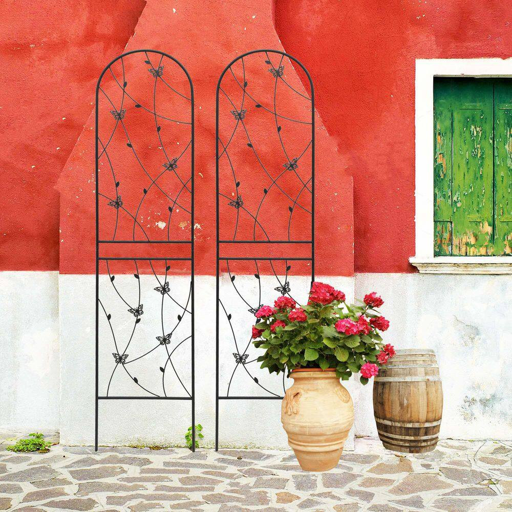 86.7 In. X 19.7 In. Metal Garden Trellis Rustproof Trellis Butterfly Decor for C