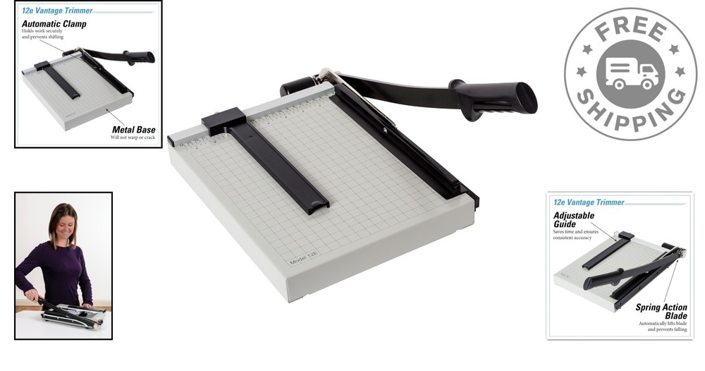 Compact 12" Paper Cutting Machine with Automatic Clamp - Ideal for Home & Office