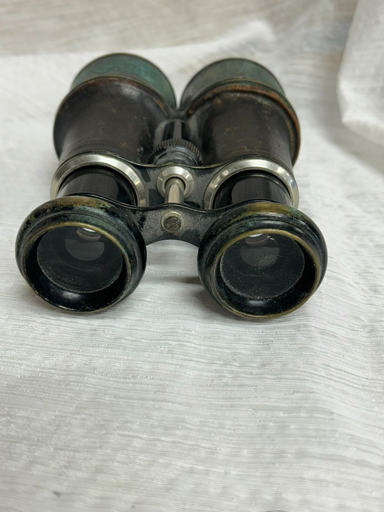 Antique Verdi Paris Binoculars with Leather Case