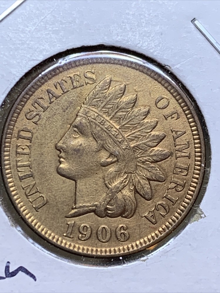 1906 INDIAN HEAD CENT ~ AU+ Condition RB ~ NICE DIE CLASHING!