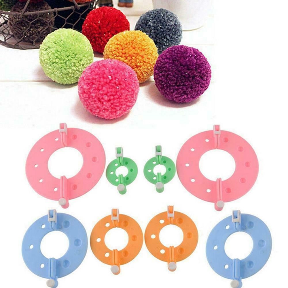 Pompom Maker Kit Crafts 4 Different Sizes Ball Making HOT Tools Knitt Prof C1L4