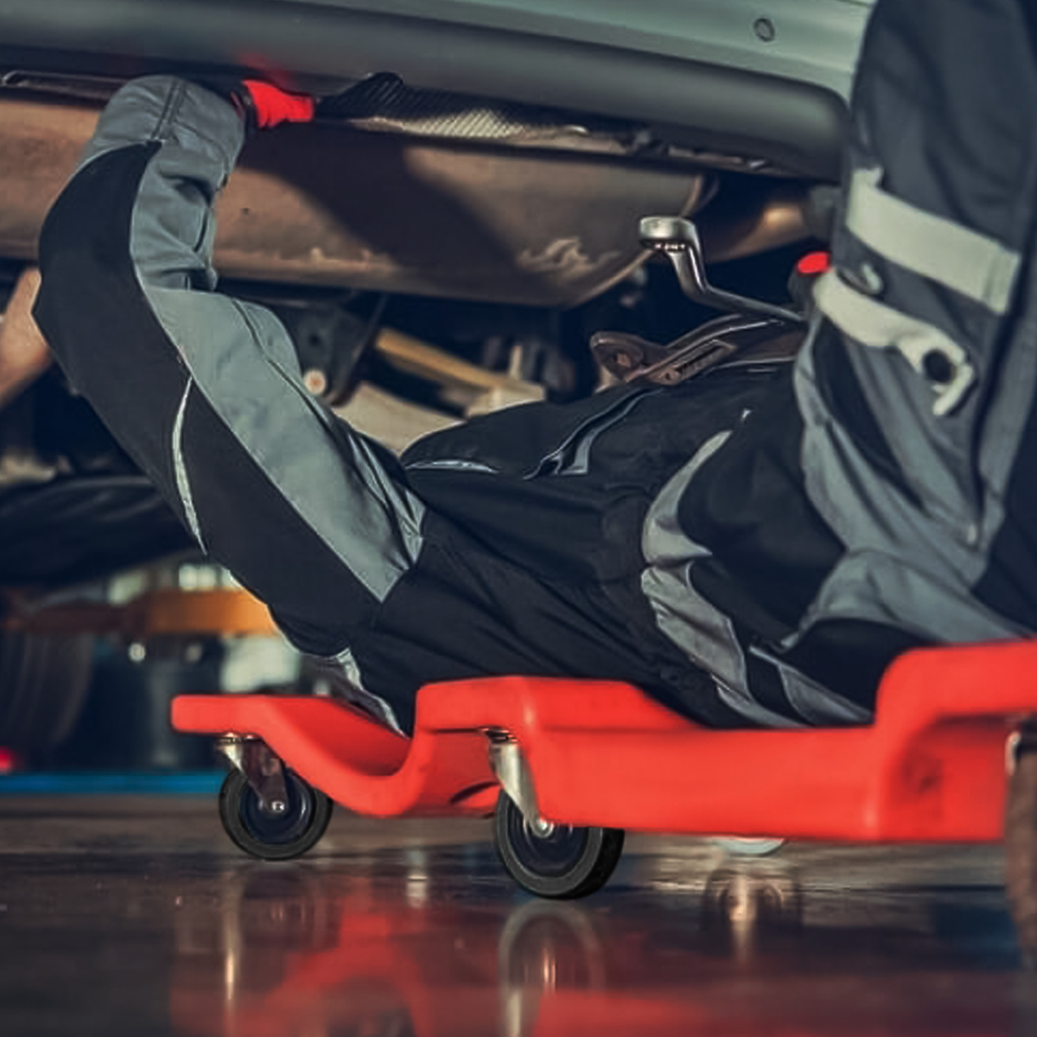 36" Red Rolling Low Profile Creeper Automotive Garage Repair w/Papped Head Rest