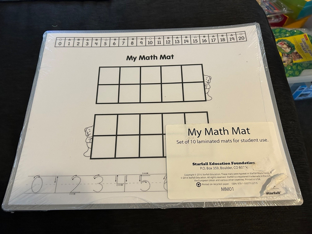 11x13 in. Starfall Backpack Bear Laminated Math Mat 10ct
