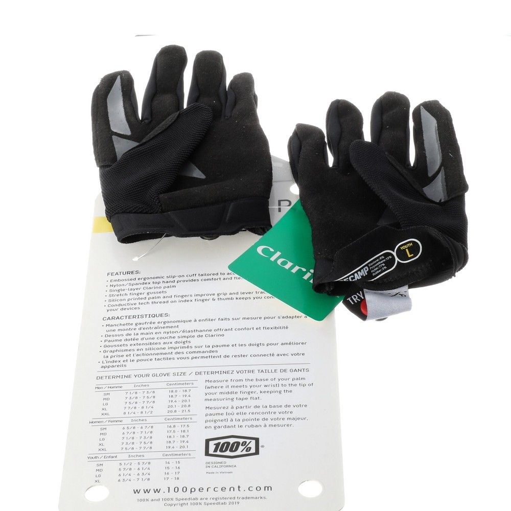 100% Youth Ridecamp Black Gloves Large