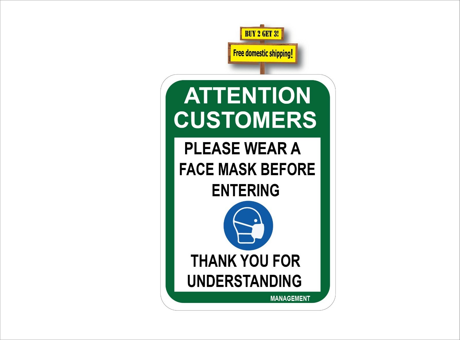 Attention Customers Please Wear A Face Mask Before Entering Sticker 3.8" x 5.2"