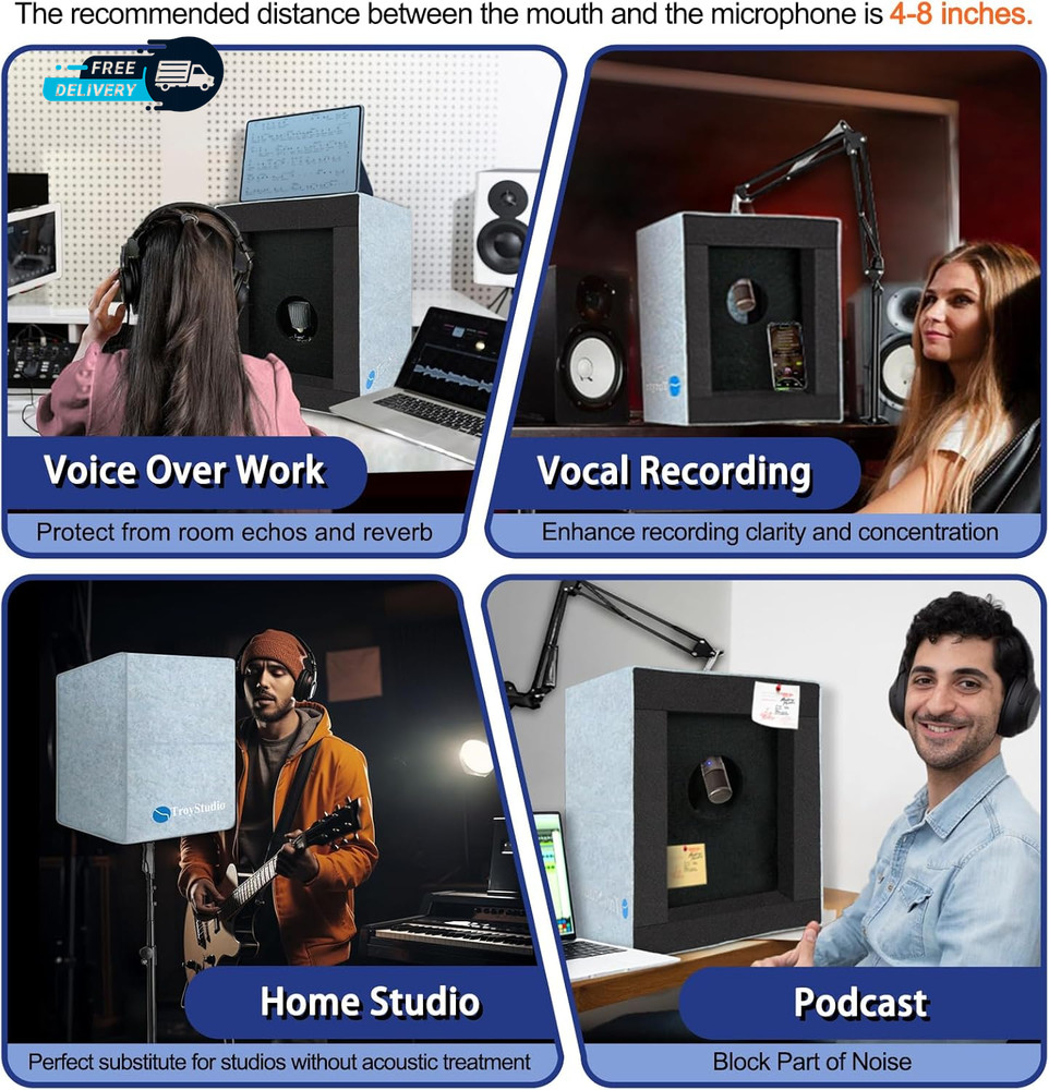 Enclosed Vocal Booth Portable Microphone Isolation Shield Foldable Reflection