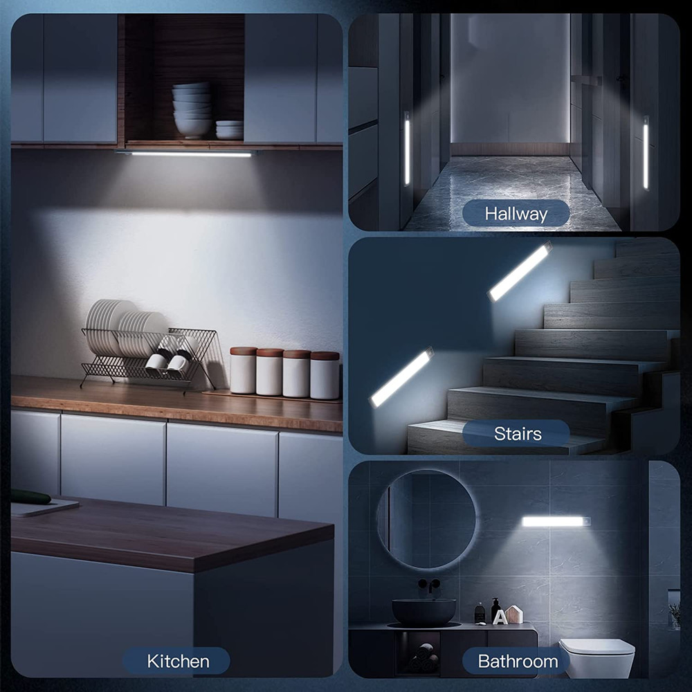 10Inch under Cabinet Lighting, 2 Pack Rechargeable Motion Sensor Light Indoor, 5