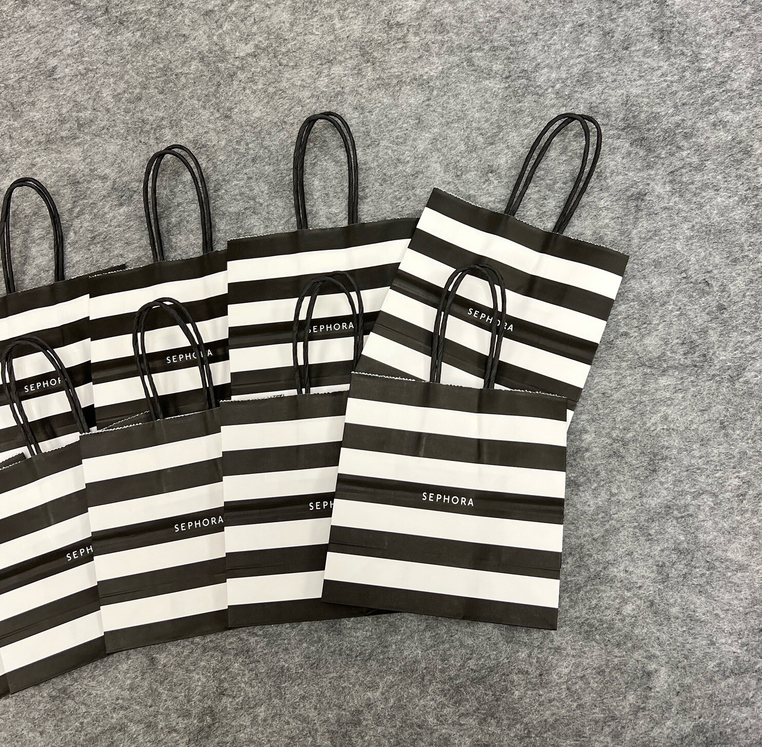 Sephora Paper Gift Bags 6X6X3 Black & White Stripes Store Lot of 10 NEW (Mini)
