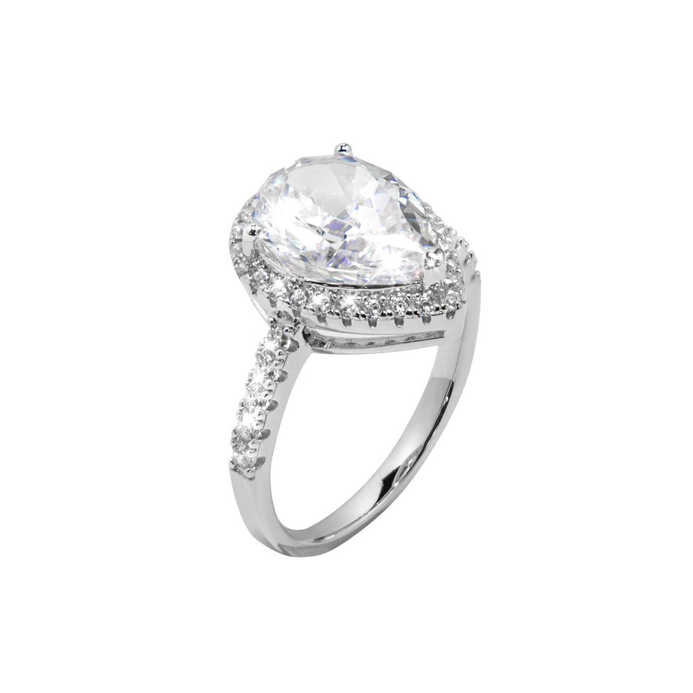 5CTTW Teardrop Shape Ring, Lab-Created Diamonds, VVS,1 D, Silver 925, SO17