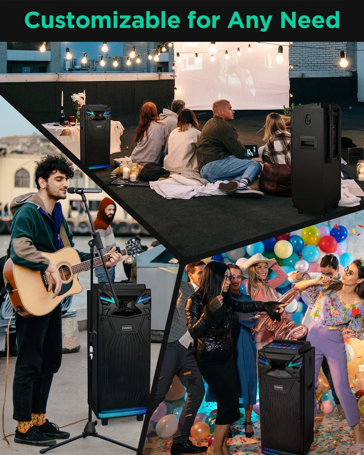 Karaoke Machine with 2 Microphones, Bluetooth Dual-10 Karaoke Speaker