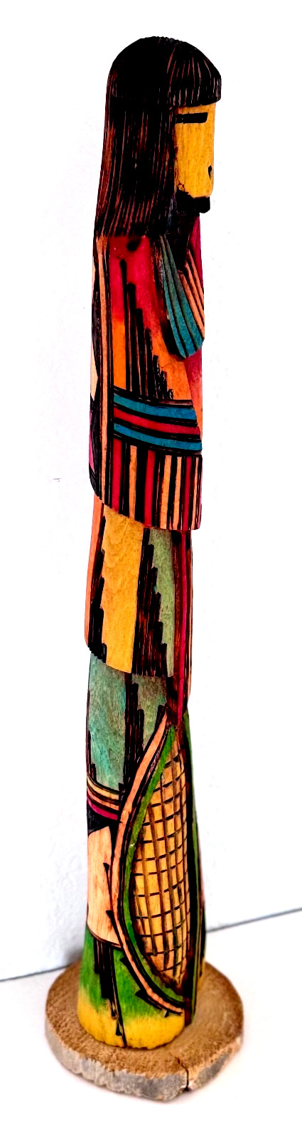 Hopi Kachina Native American Yellow Corn Maiden Signed Carved Cottonwood 14" + T