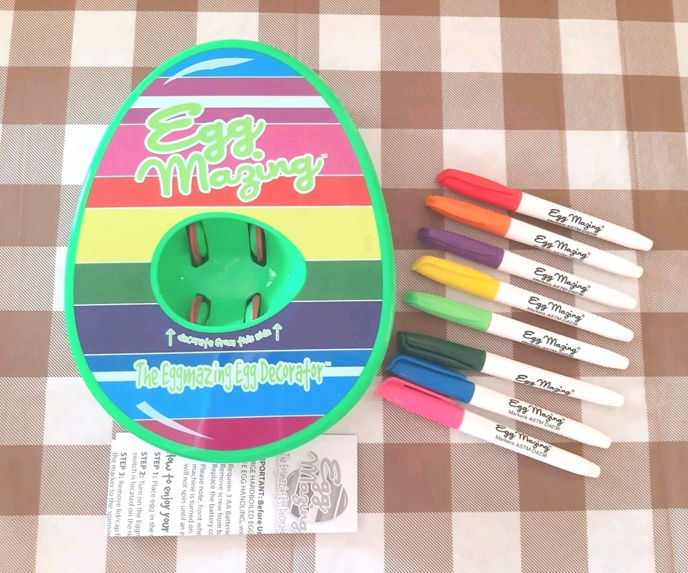 EUC Eggmazing Egg Decorating Kit Easter Egg Spinner and 8 Safe Non-Toxic Markers