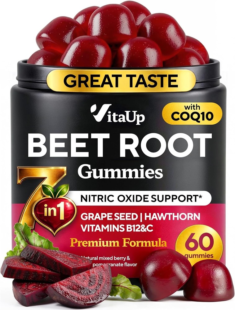 Beet Root Gummies – Beetroot Supplement with CoQ10, Grape ,