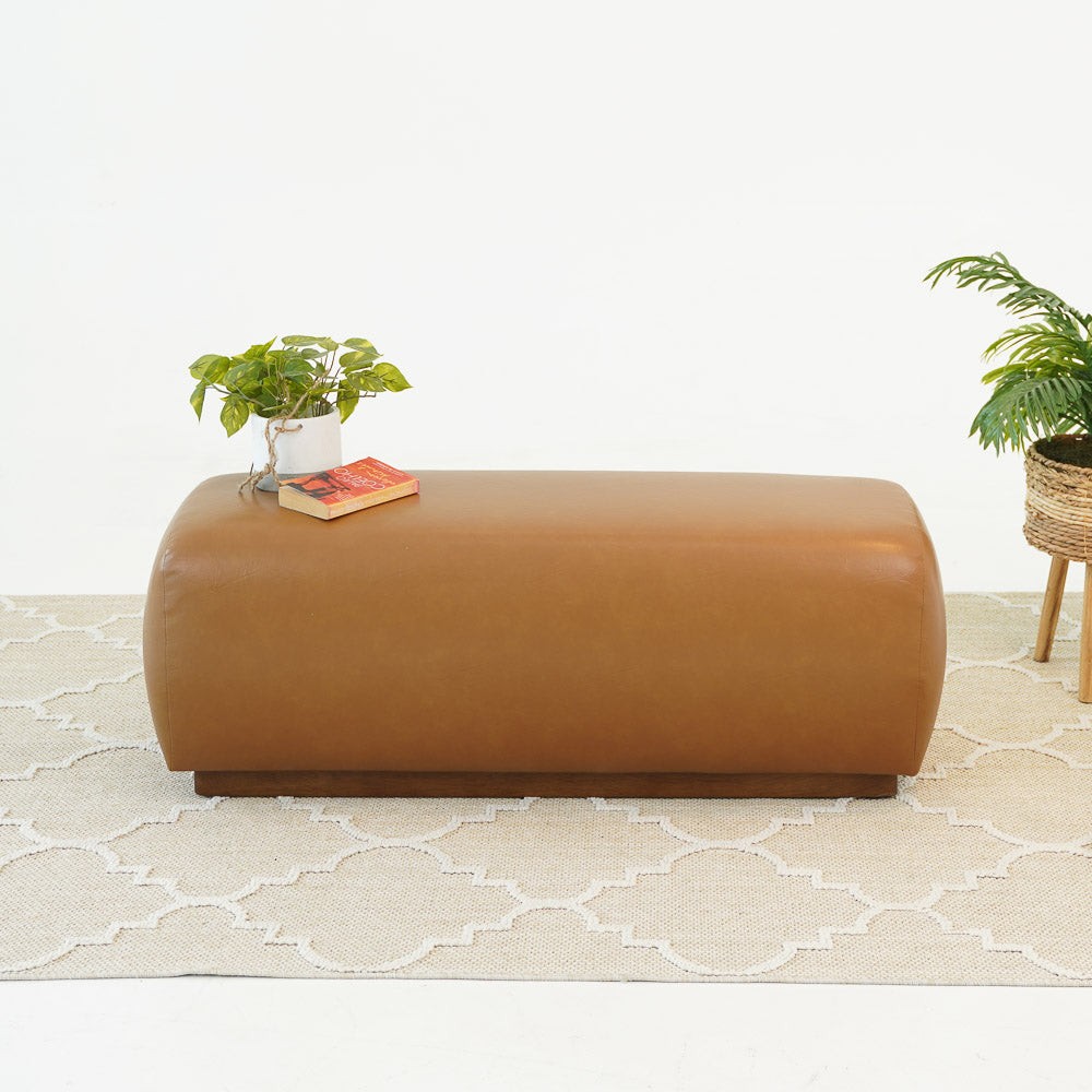 Kelvin Vegan Tan Leather Bench