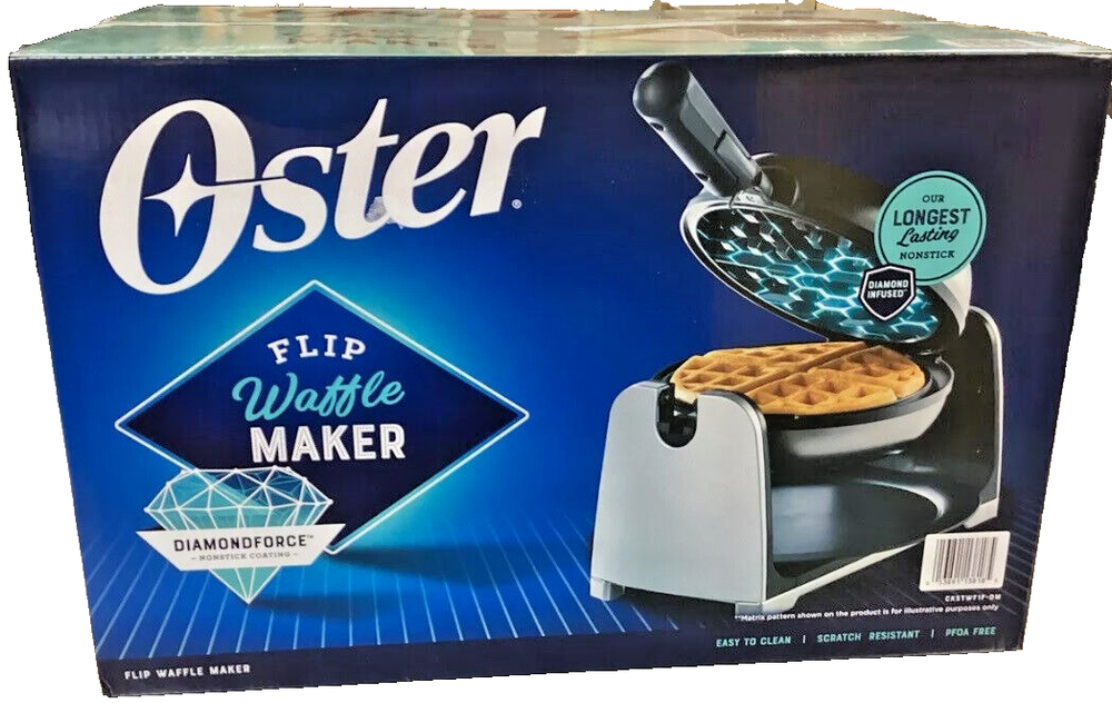 Oster DiamondForce Nonstick Vertical Waffle Maker, Dark Metallic