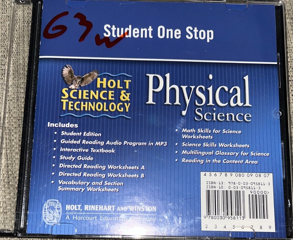 Physical Science (Holt Science & Technology), Student One Stop CD