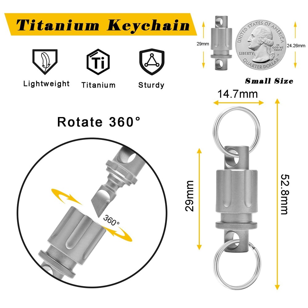 CooBigo Titanium Quick Release Keychain Small Detachable Car Keys EDC 1 Pack