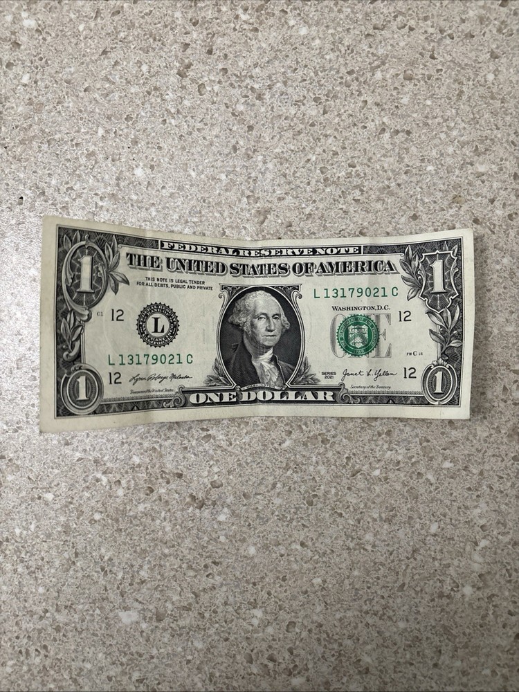 Real Series 2021 Error One Dollar Bill