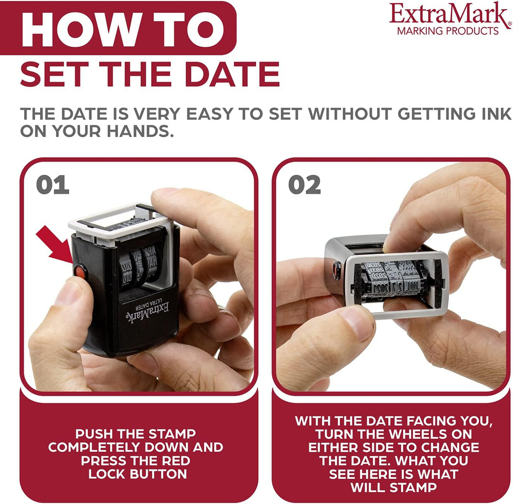 Super Dater Ink Stamp - Self-Inking Rubber Date Stamper - for Documents, Library