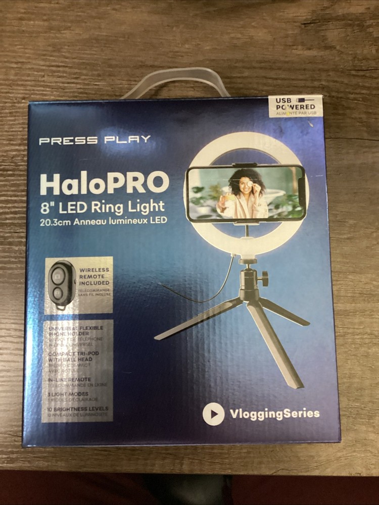 8" LED Ring Light Studio - Dimmable w/ Wireless Remote - NIB