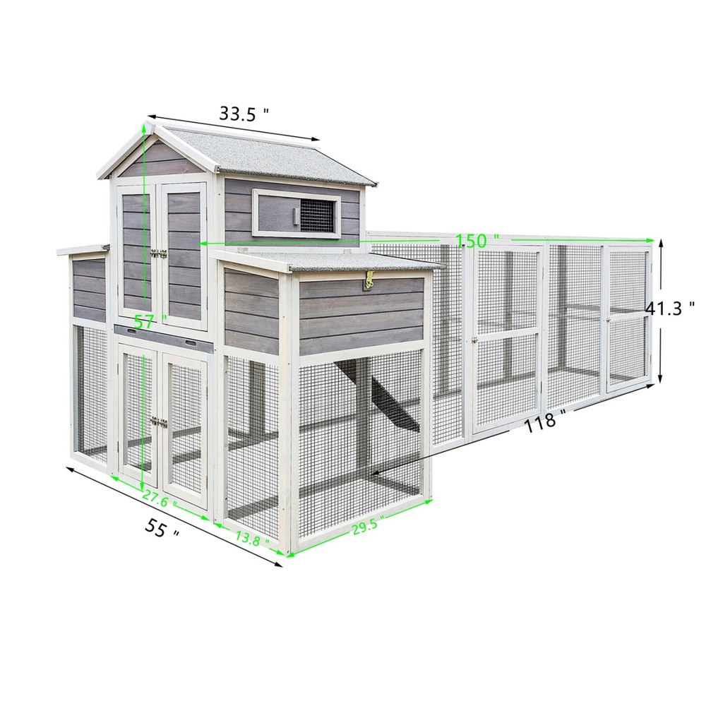 150" Extra Large Wooden Chicken Coops with Locking Nesting Boxes