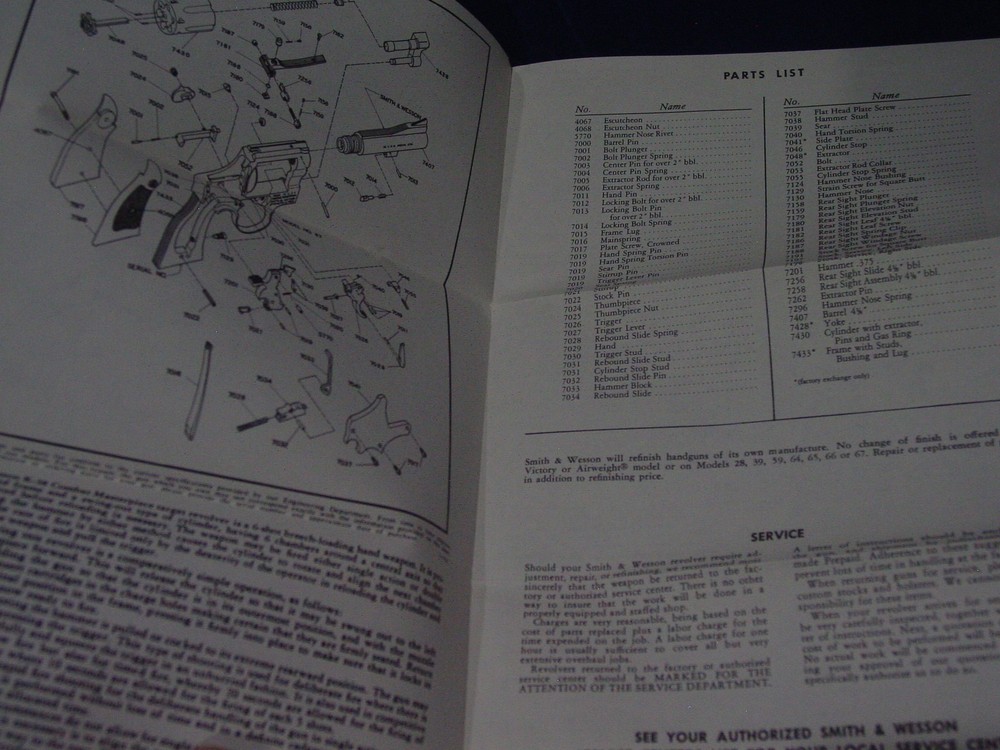 Smith & Wesson Original Instructions Model 67 K-38 Combat Masterpiece