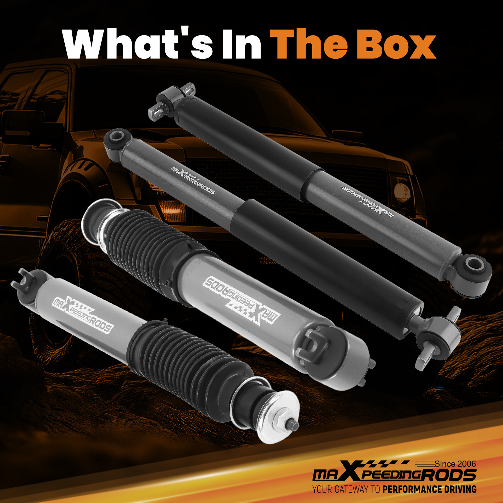 Front 2- 5" Rear 3-6" Drop Lowering Shocks for Chevy S10/GMC Sonoma 1982-2004